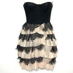 H&M Black and Cream Lace Tiered Dress